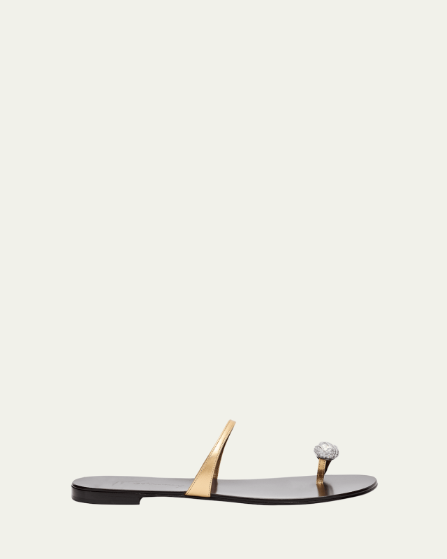 Crystal Jewel Thin Strap Leather Sandals